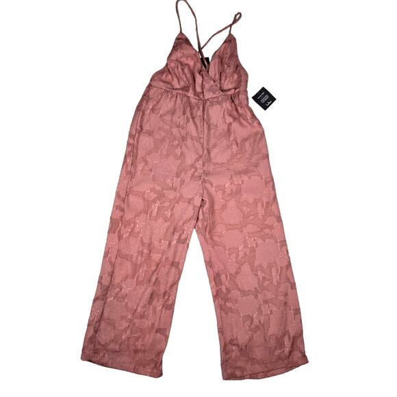 NWT Lulu's Flower Up Mauve Pink Sleeveless Lace-Up Wide-Leg Jumpsuit Large - Picture 1 of 11